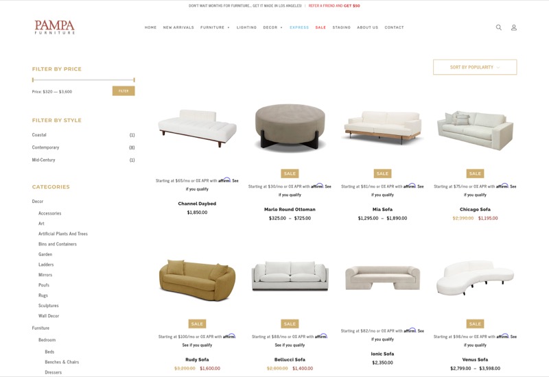 E-commerce Pampa Furniture